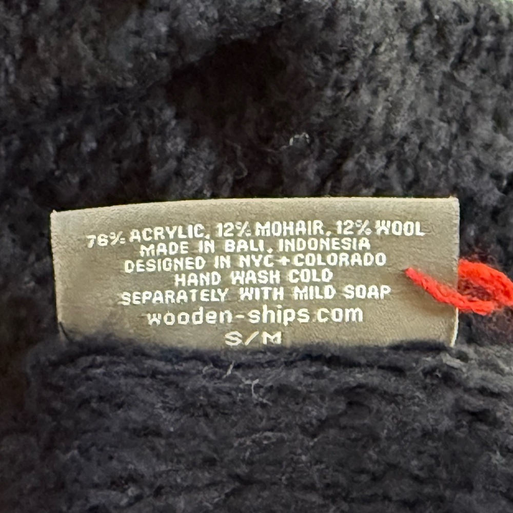 Wooden Ships Sweater Cardigan Wool Knit Casual Classic Navy Blue S/M - Picture 7 of 7